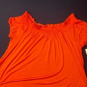Ultra Flirt Vibrant Orange Ruffled Blouse